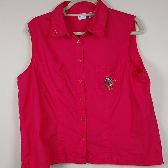 Disney Tigger Embroidered Sleeveless Button Front Blouse Top Size XL - Picture 10 of 10
